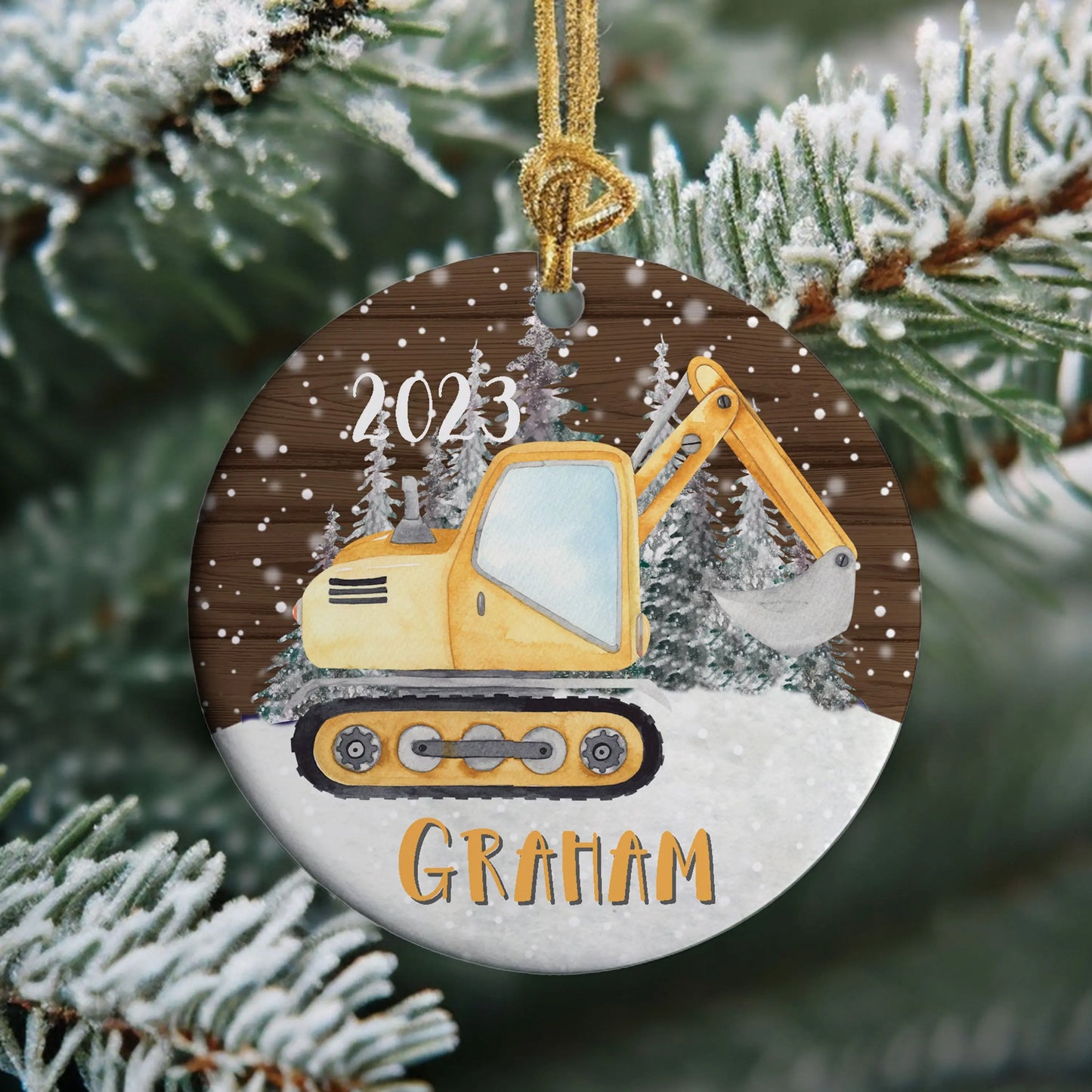 Excavator Personalized Ceramic Ornament Printify