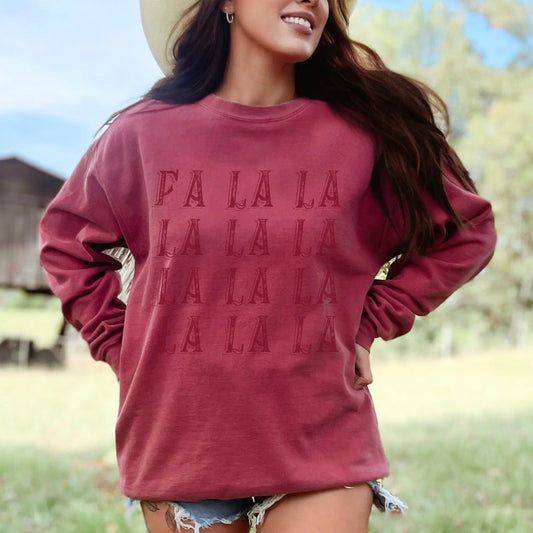 Fa La La Christmas Comfort Colors Sweatshirt Printify