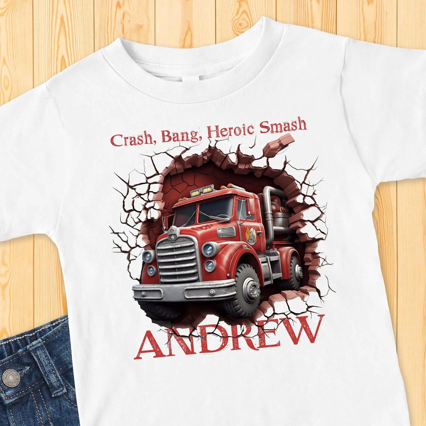 Firetruck Smash Toddler t-shirt Amazing Faith Designs