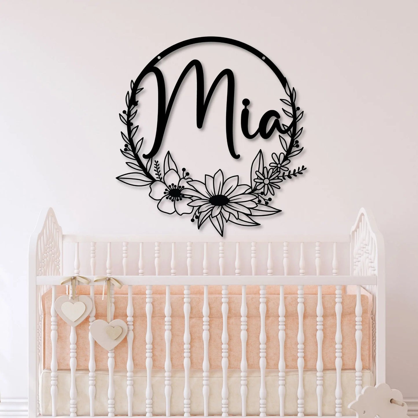 Flower Name Metal Sign, Nursery Custom Name Wall Art teelaunch