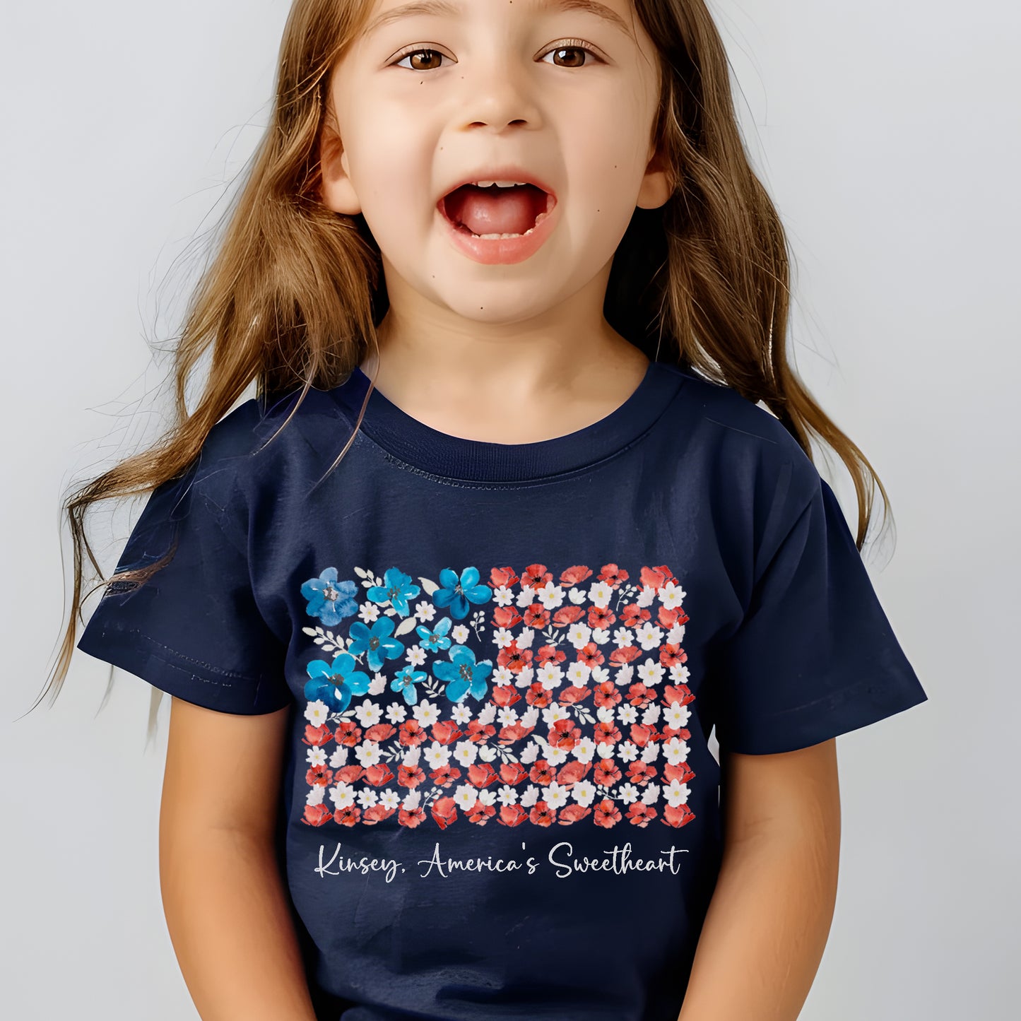 American Flower Flag Personalized Toddler Shirt - Amazing Faith Designs