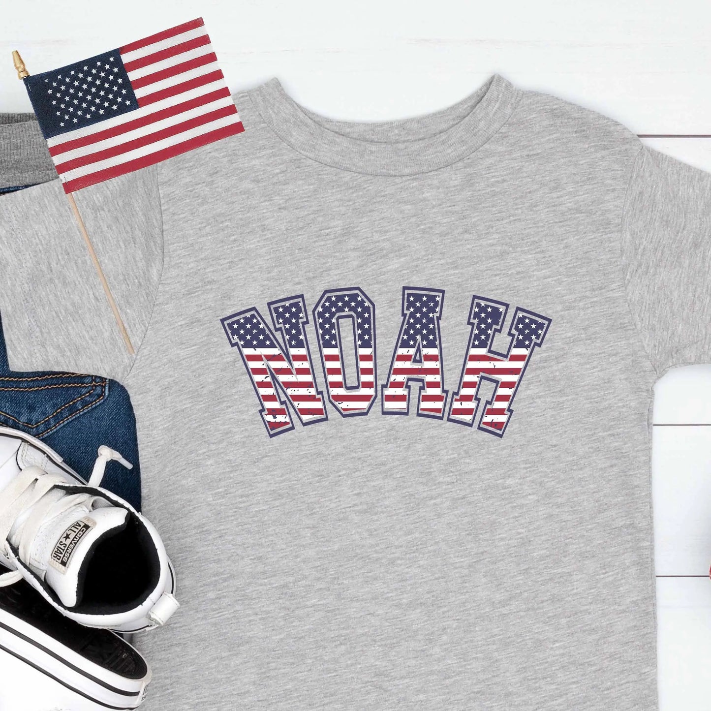 Fourth of July Name Toddler t-shirt Amazing Faith Designs