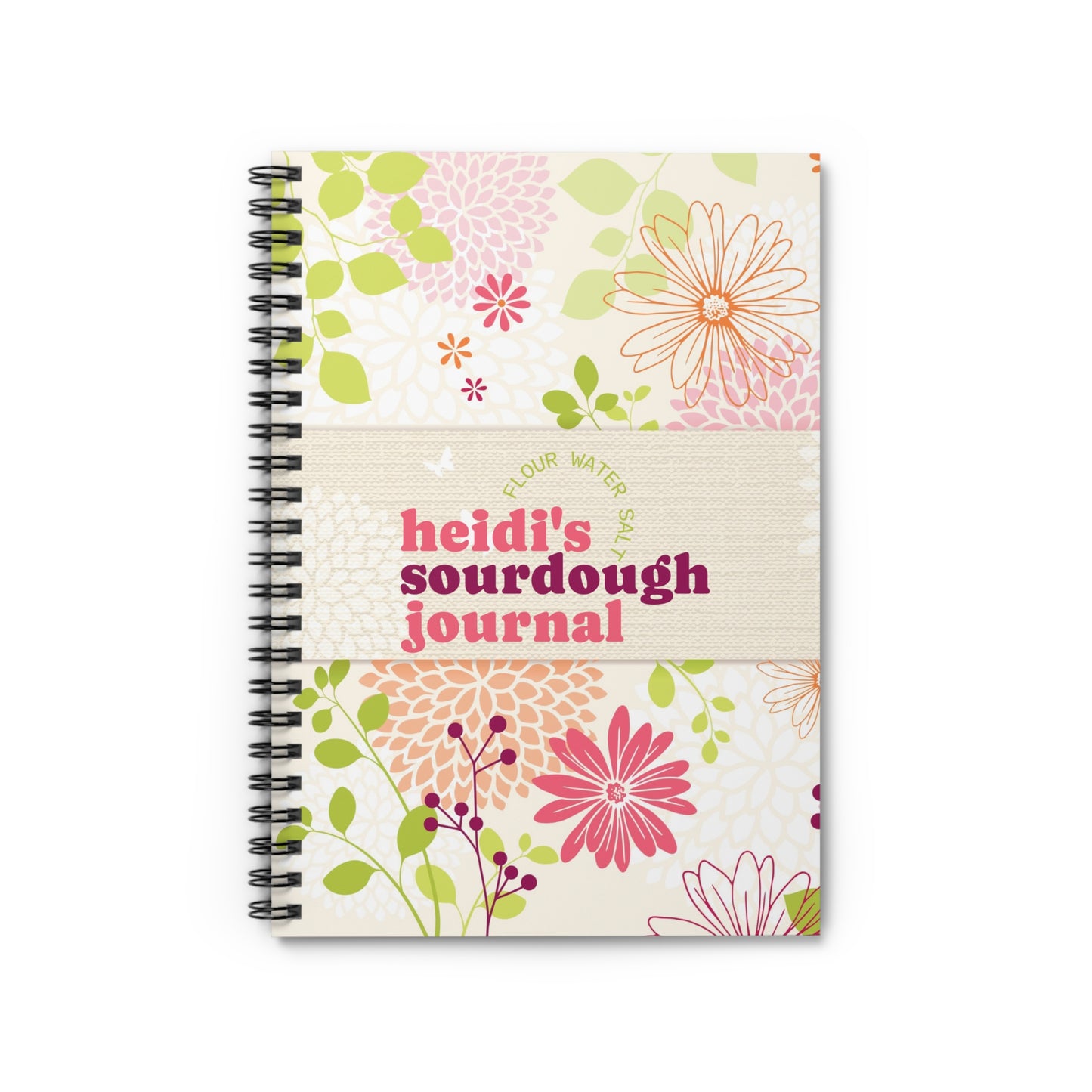 Sourdough Journal Spiral Notebook (Floral) — Personalized Recipe & Starter Log - Amazing Faith Designs