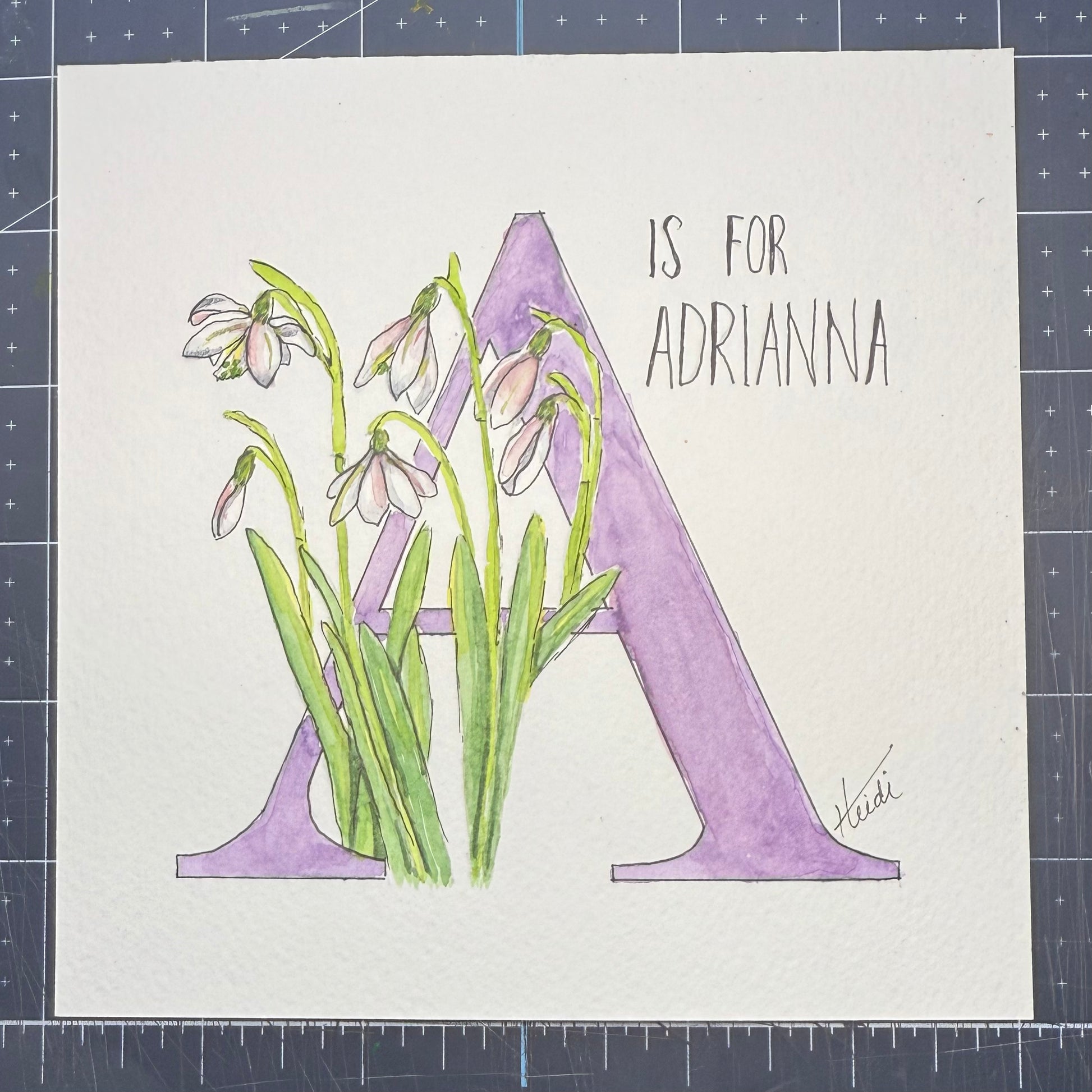 Floral Alphabet Letter with Name - Original Watercolor - Amazing Faith Designs