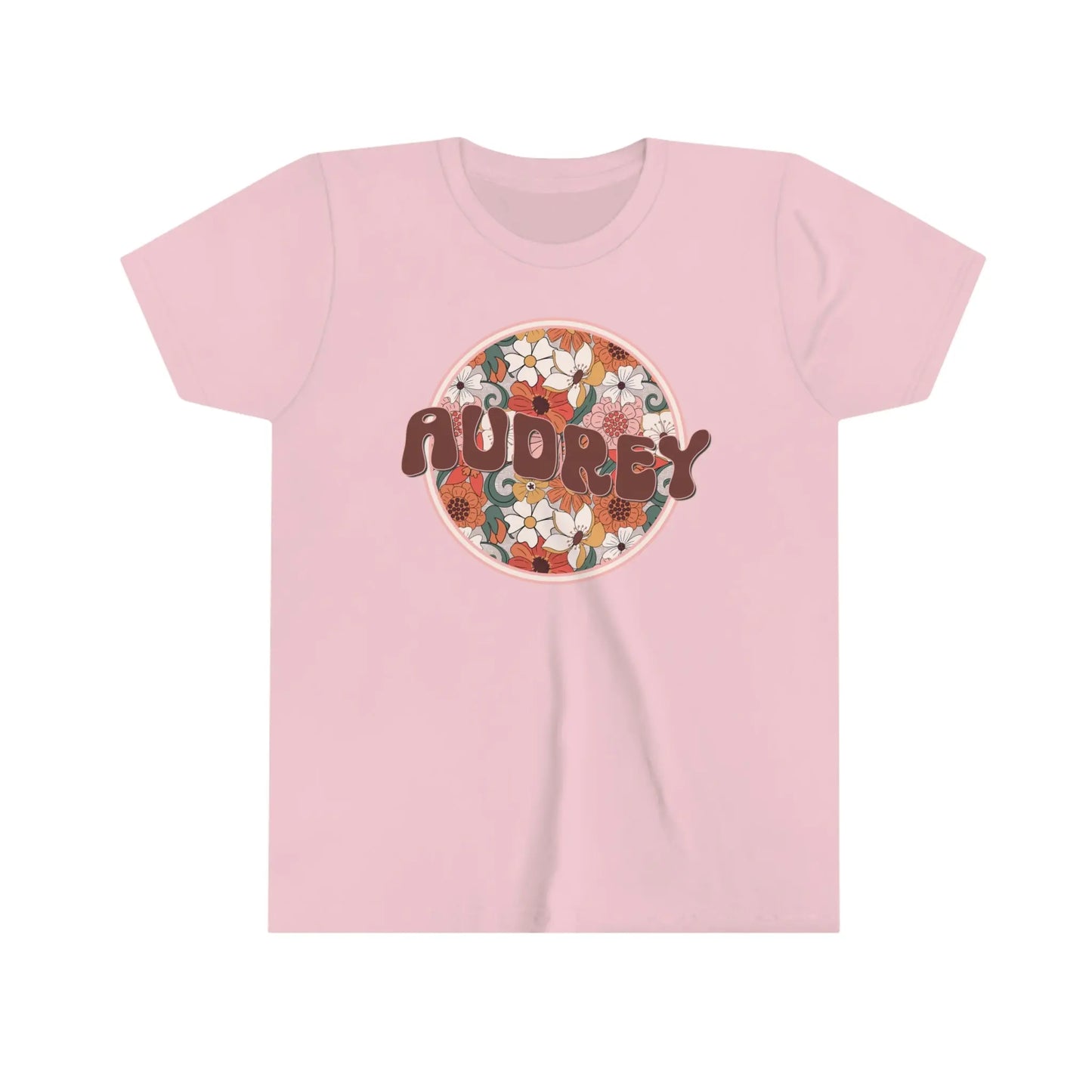 Georgia Grace Personalized Retro Flowers Youth Short Sleeve Tee Printify