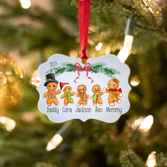 Gingerbread Family Ornament, Custom Christmas Keepsake Amazing Faith Designs