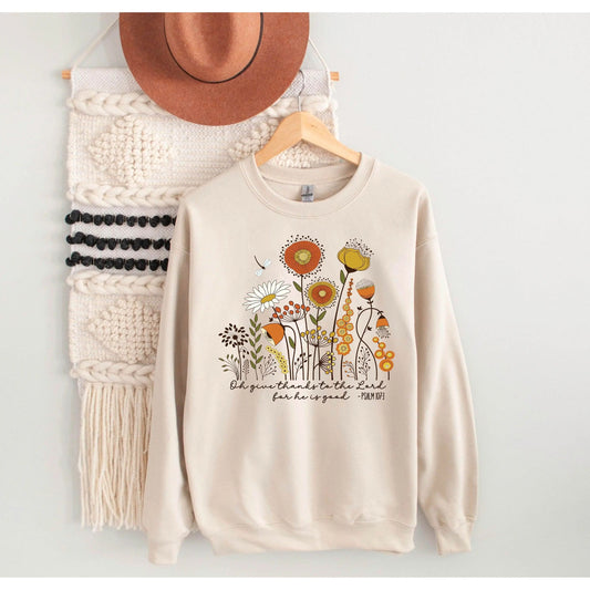 Give Thanks to the Lord Fall Flowers Christian Sweatshirt - Amazing Faith Designs