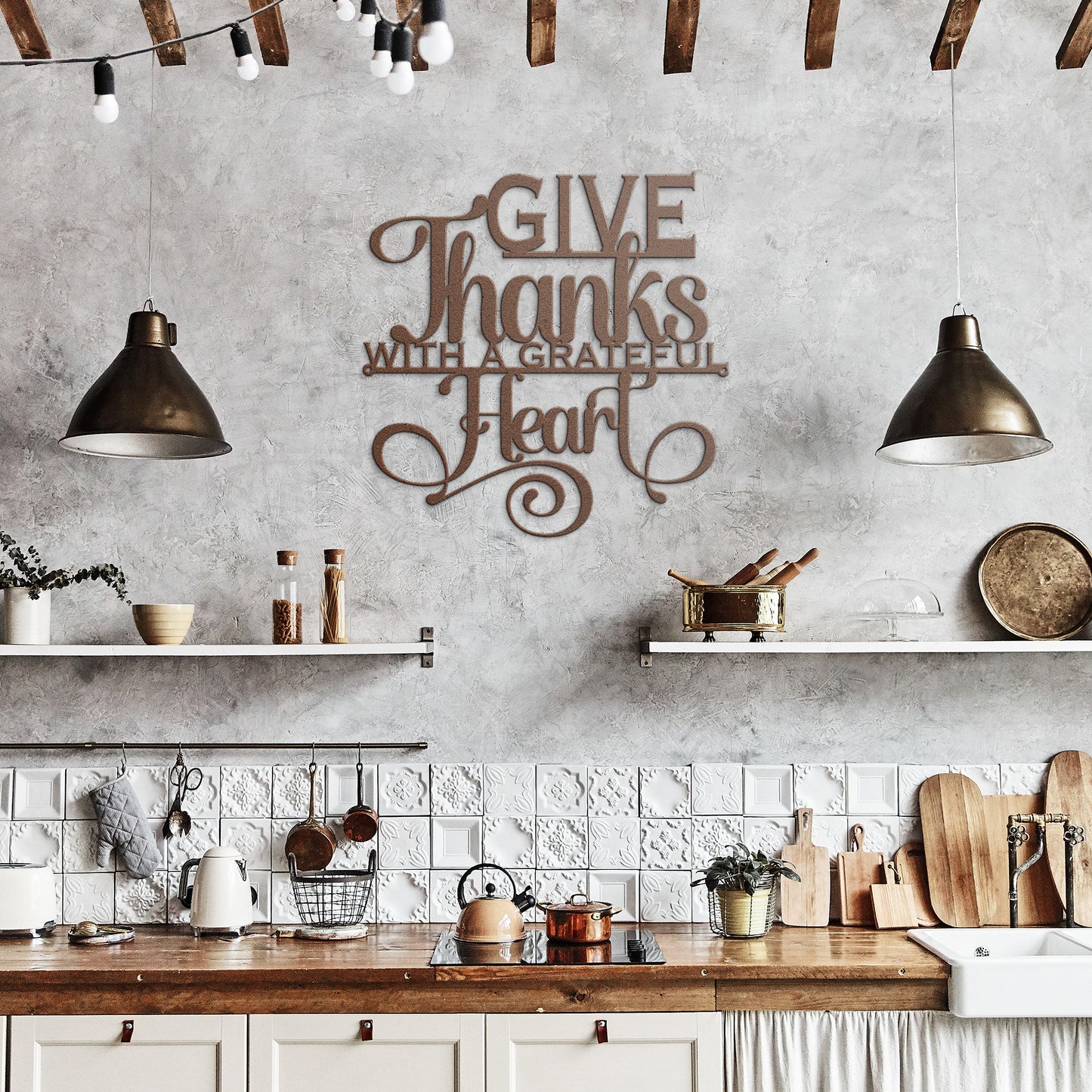 Give Thanks Metal Sign - Amazing Faith Designs