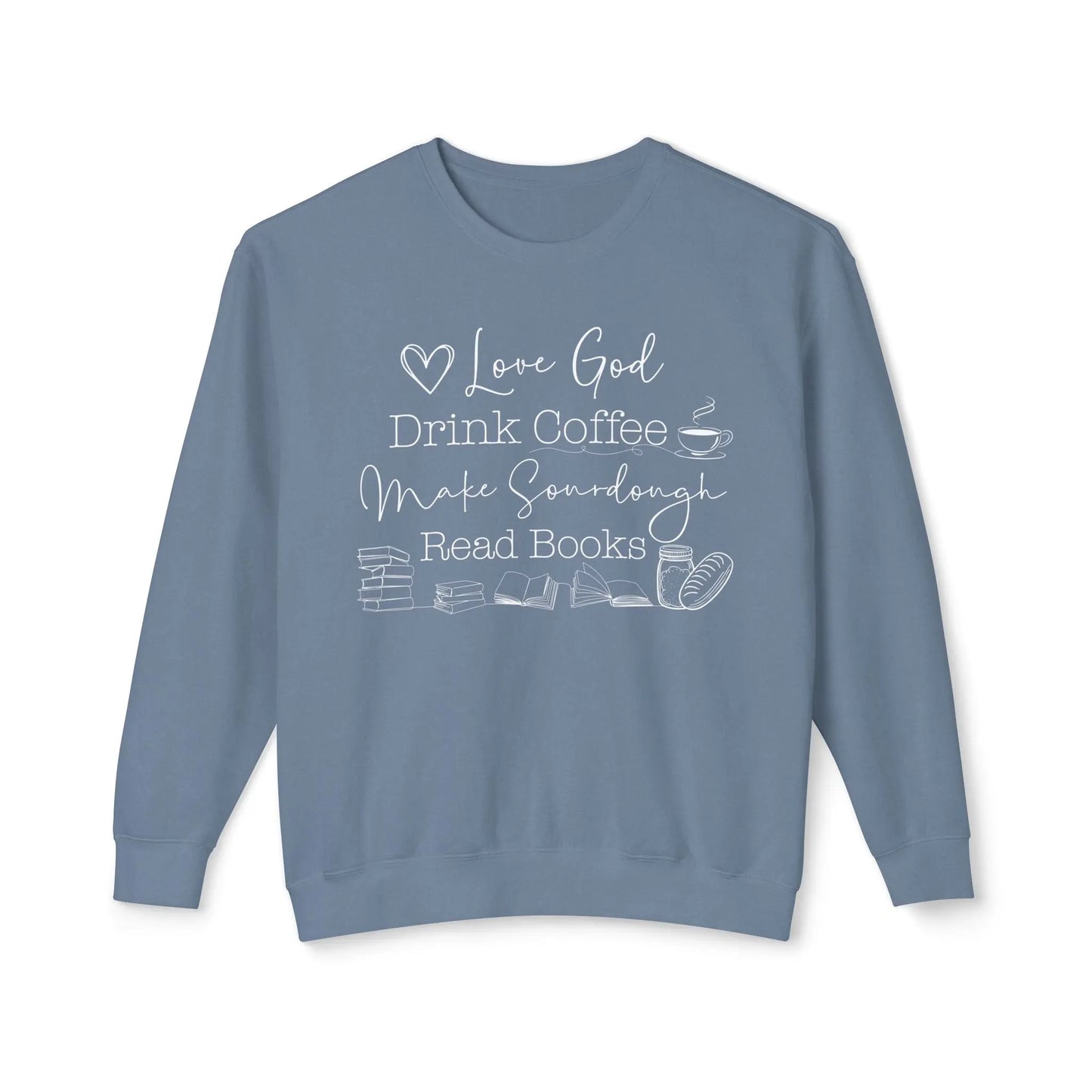 God Coffee Books Sourdough Lightweight Sweatshirt Printify
