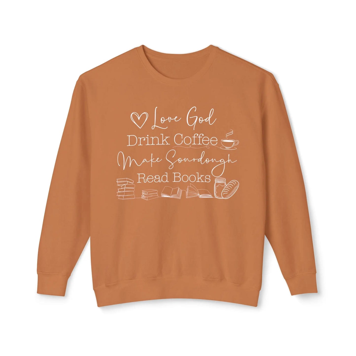 God Coffee Books Sourdough Lightweight Sweatshirt Printify