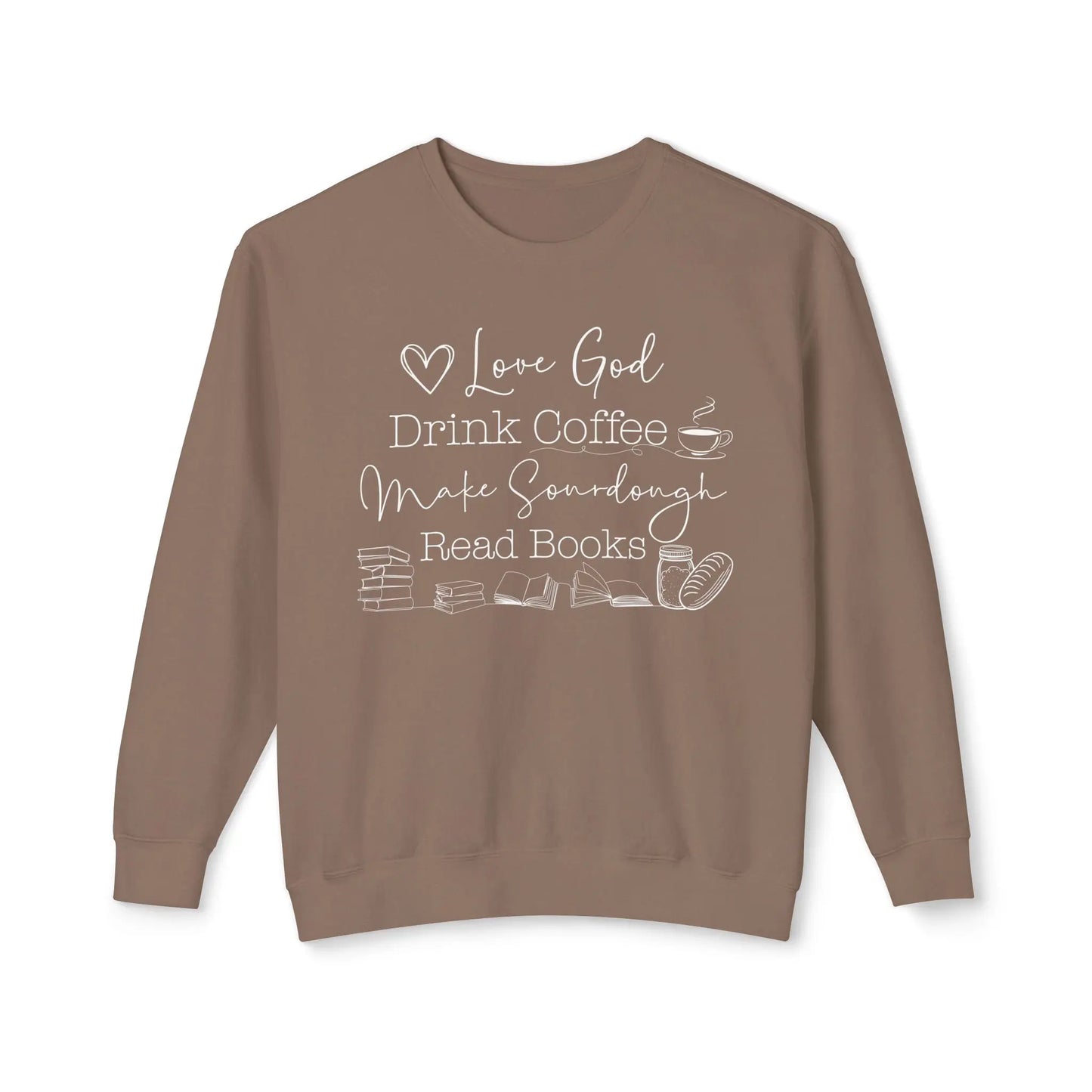 God Coffee Books Sourdough Lightweight Sweatshirt Printify
