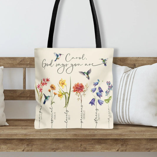 God Says You Are Wildflowers Tote Bag, Personalized Tote Bags, Bridesmaid Tote, Beach Tote, Bridesmaid Gift, Bridal Party Gifts, Wedding Welcome Bag Printify