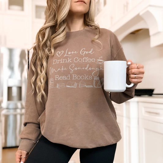 God Coffee Books Sourdough Lightweight Sweatshirt - Amazing Faith Designs
