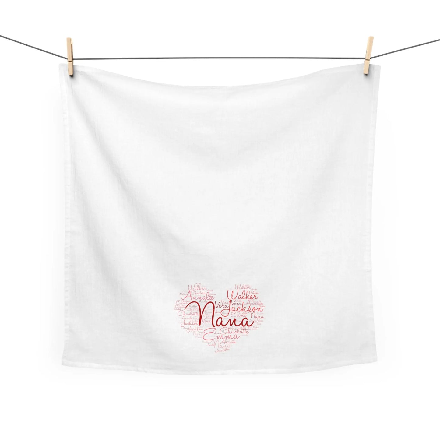 Grandma Heart of Love Tea Towel | with Grandkids Names Printify