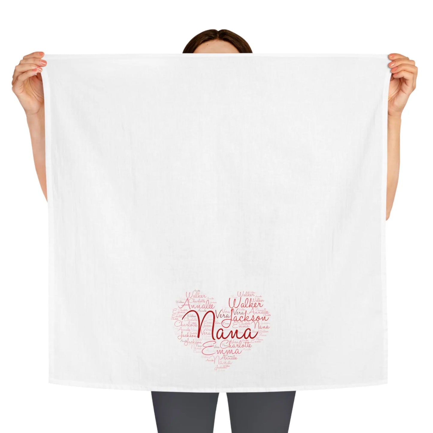 Grandma Heart of Love Tea Towel | with Grandkids Names Printify