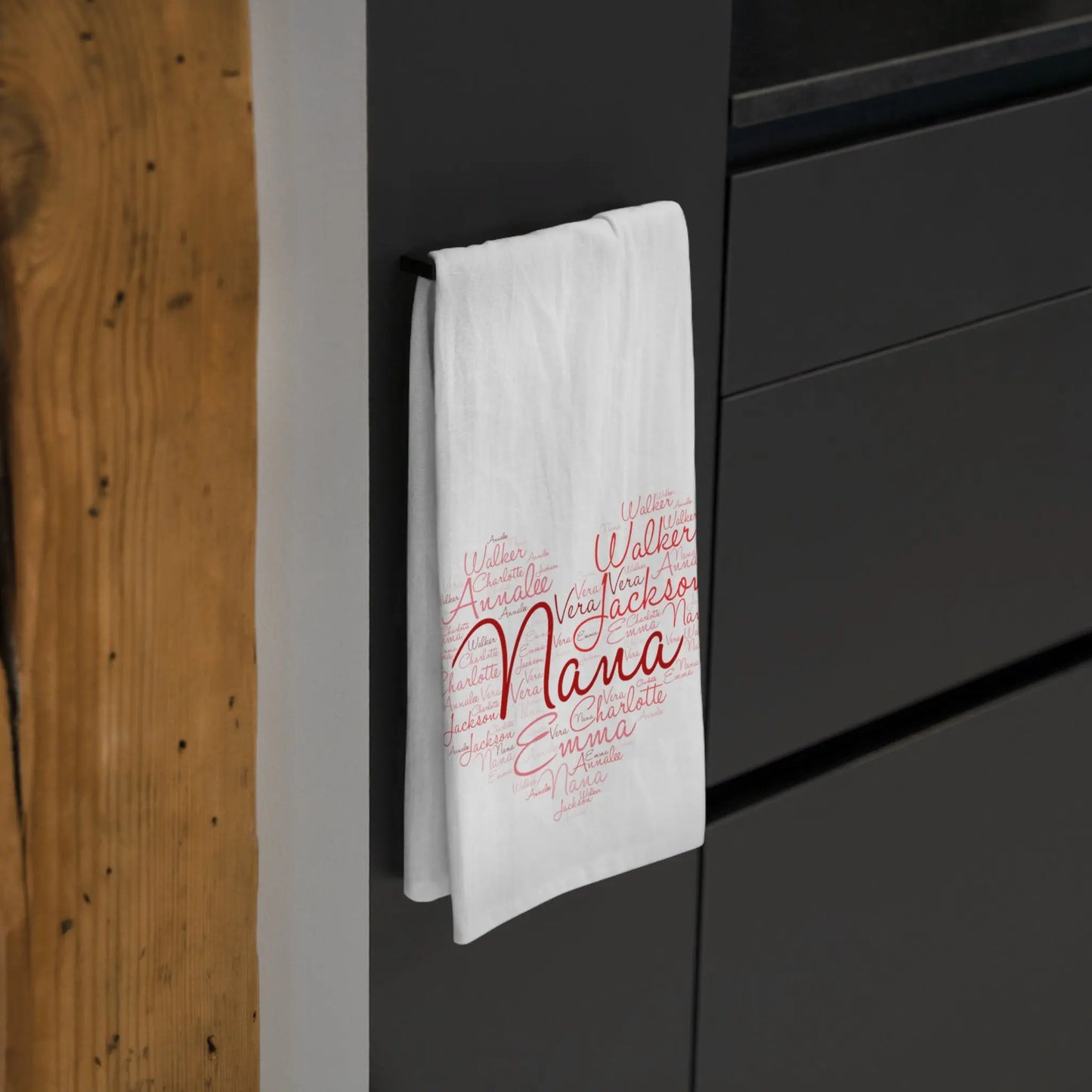 Grandma Heart of Love Tea Towel | with Grandkids Names Printify