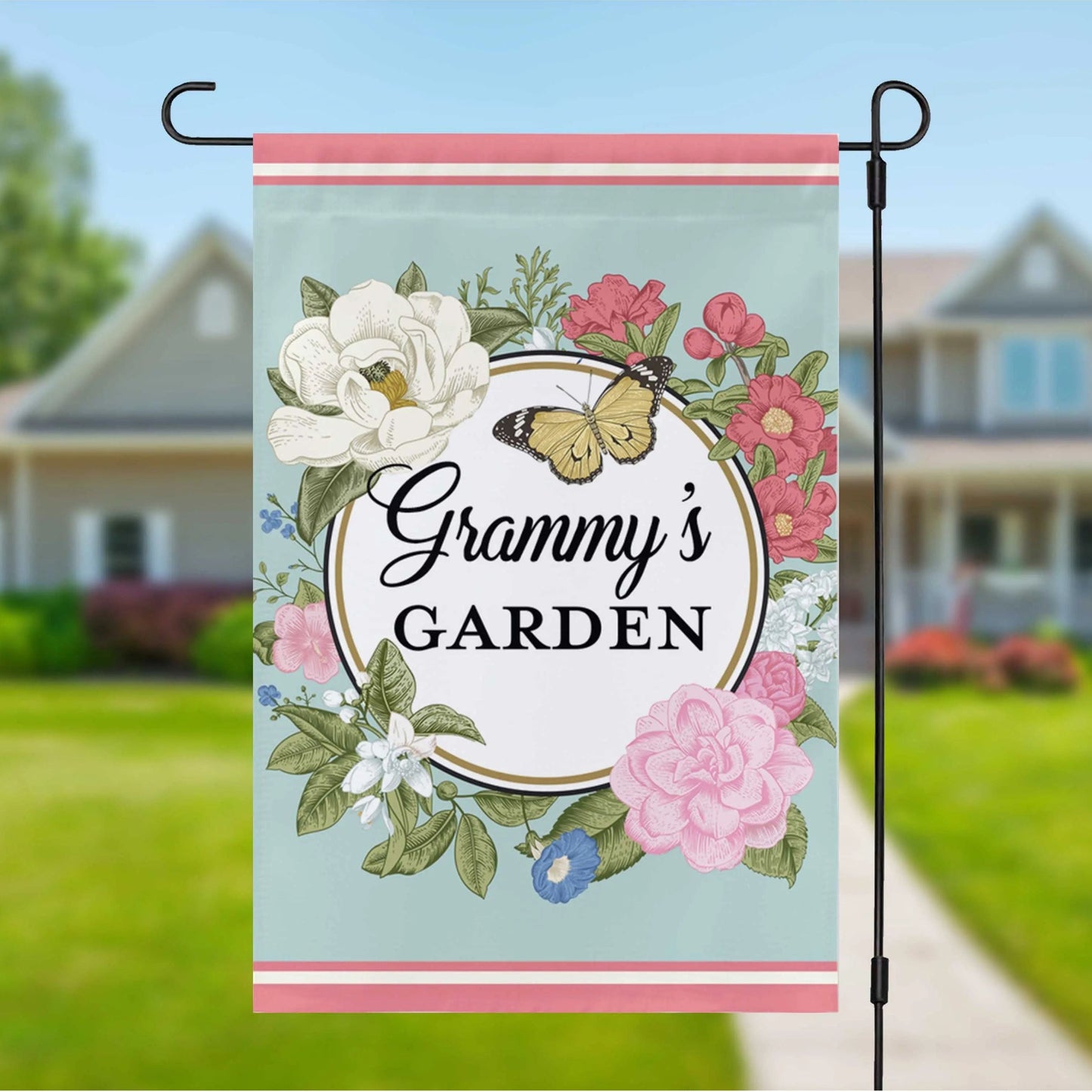 Grandma Summer Flowers Personalized Garden Flag Amazing Faith Designs