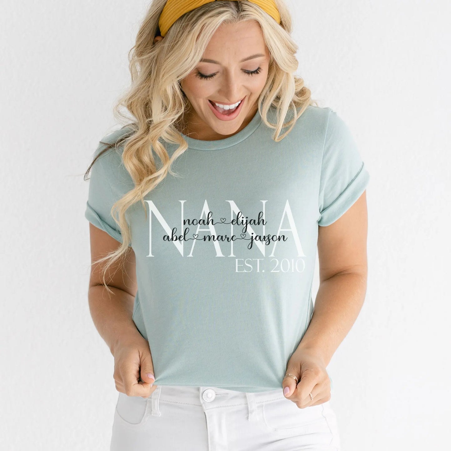 Grandma T-shirt with Grandkids Names | Mimi, Nana, Mama, Gigi Amazing Faith Designs