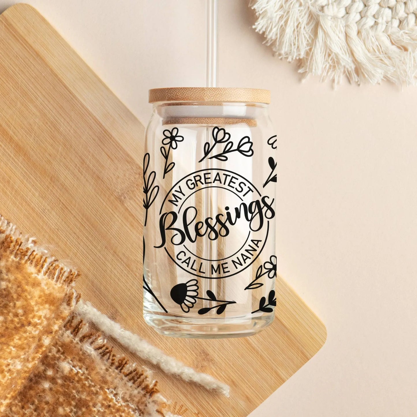 Grandma Wildflowers Iced Coffee Cup with Lid & Straw, 16oz Tumbler Amazing Faith Designs