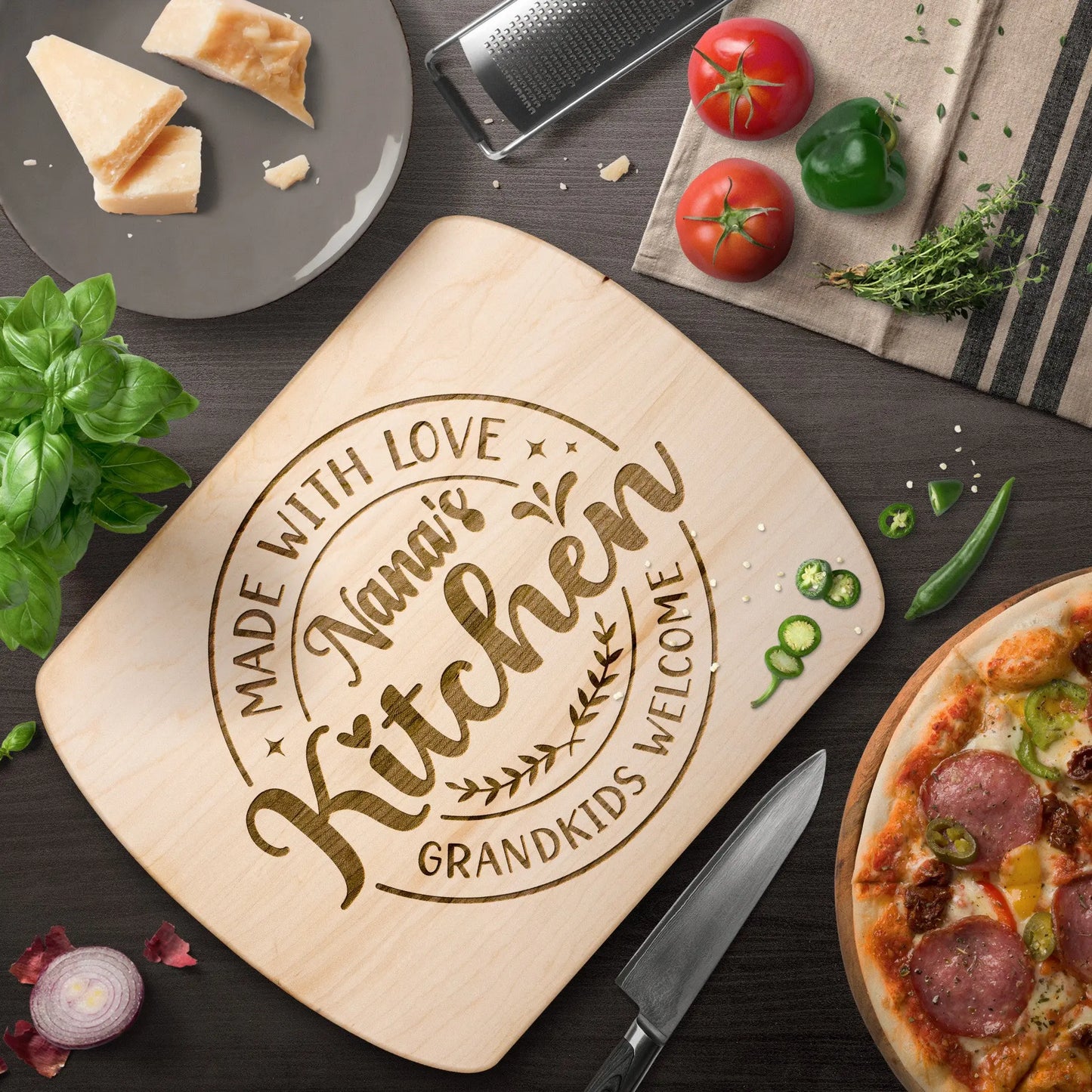 Grandma's Kitchen Wood Cutting Board, Personalized Cutting Board, Nana, Mama, Grammy, Mimi teelaunch