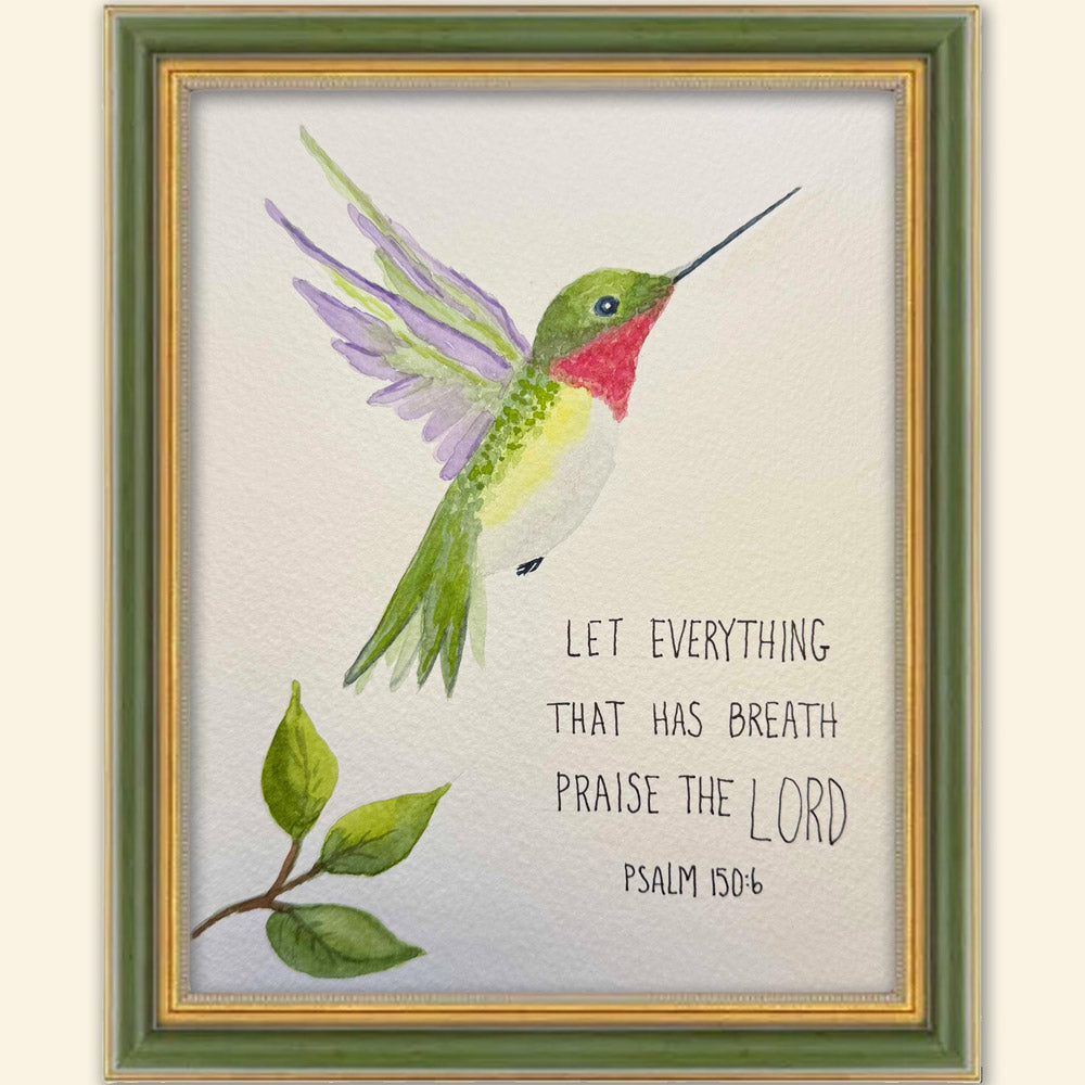 Hummingbird Scripture Watercolor Original Painting – Christian Wall Art Gift - Amazing Faith Designs