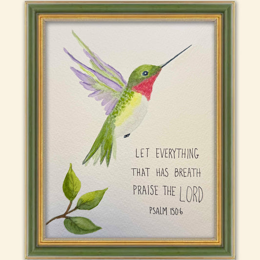 Hummingbird Scripture Watercolor Original Painting – Christian Wall Art Gift - Amazing Faith Designs