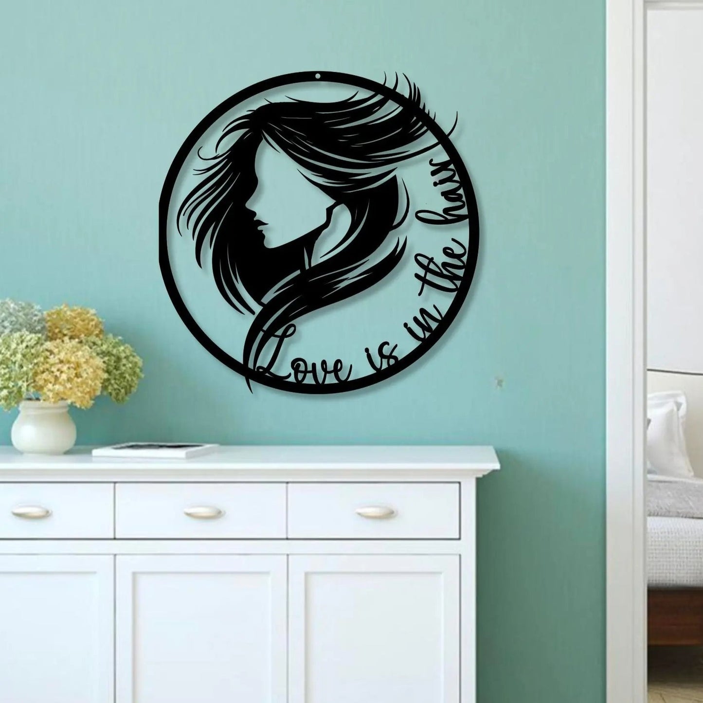 Hair Salon Metal Sign | Love is in the Hair teelaunch