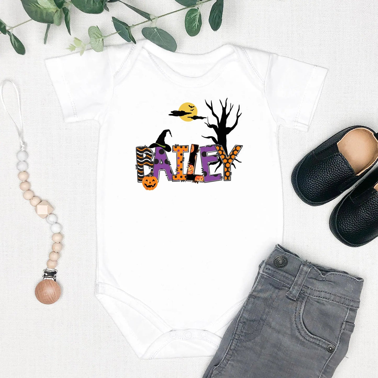 Halloween Name Baby Bodysuit - Amazing Faith Designs