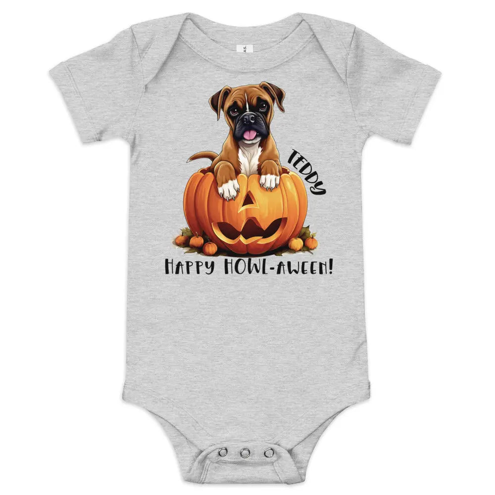 Halloween Personalized Dog Baby short sleeve bodysuit | Choose from 20 dog breeds! Amazing Faith Designs