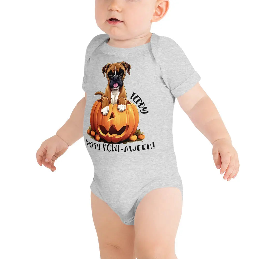 Halloween Personalized Dog Baby short sleeve bodysuit | Choose from 20 dog breeds! Amazing Faith Designs