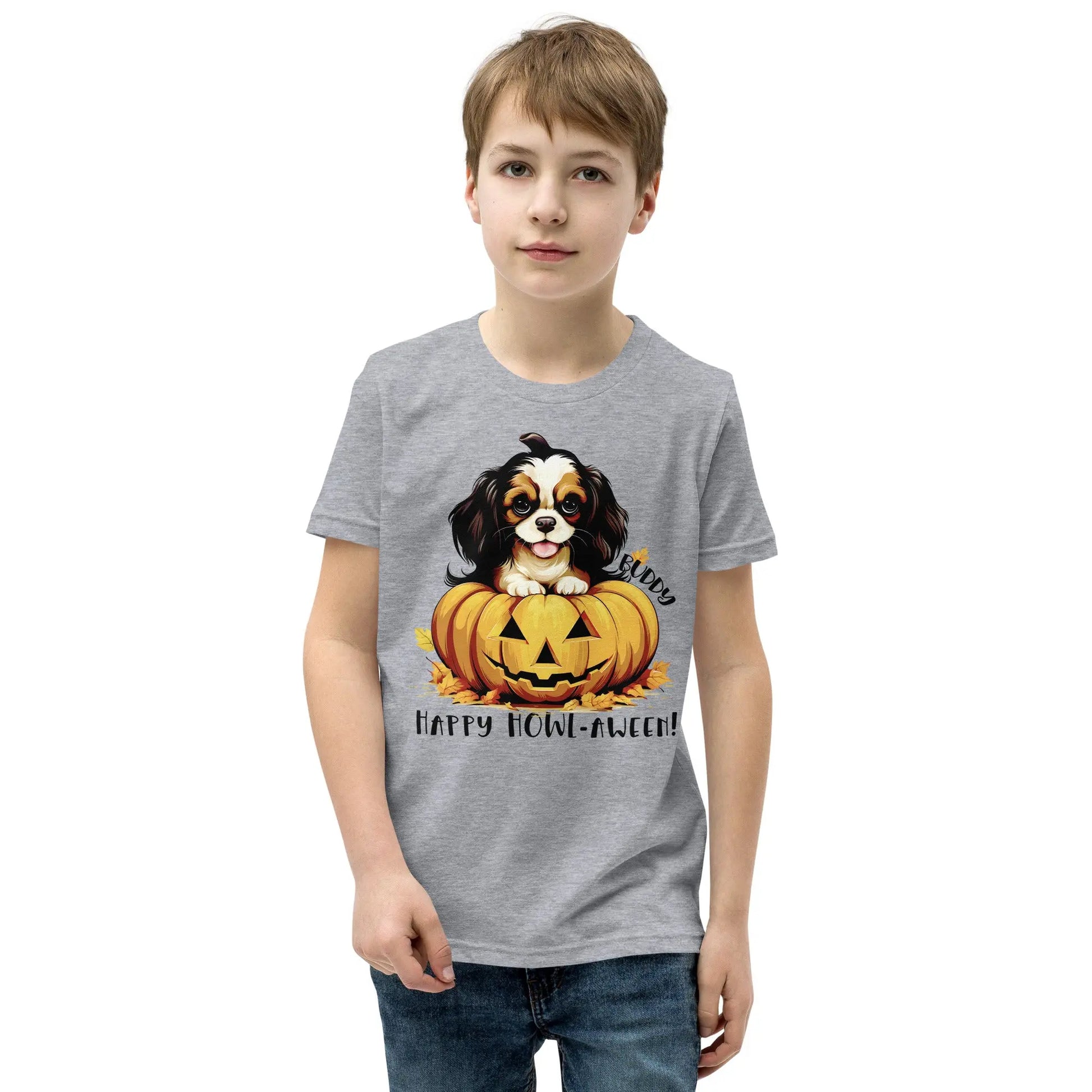 Halloween Personalized Dog Youth Short Sleeve T-Shirt | Choose from 20 Dog Breeds Amazing Faith Designs