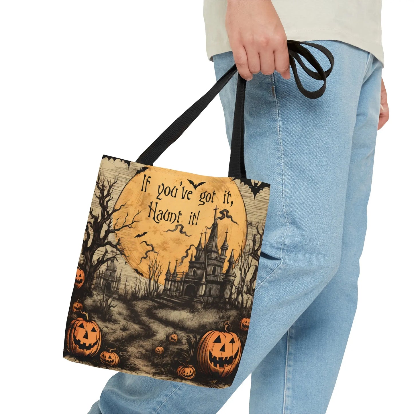 Halloween Tote Bag | Haunted House Tote Bag - Amazing Faith Designs