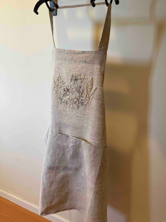 Hand Embroidered Linen Apron - Amazing Faith Designs