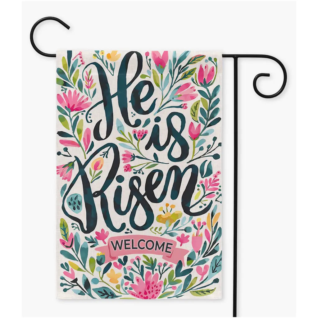He is Risen Flowers Garden Flag Amazing Faith Designs