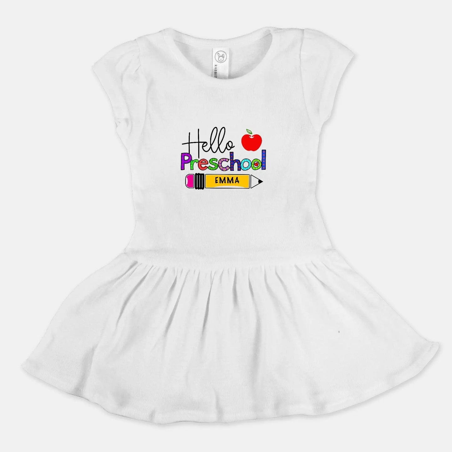 Hello Preschool Toddler Rib Dress, Back to School Clothes Amazing Faith Designs