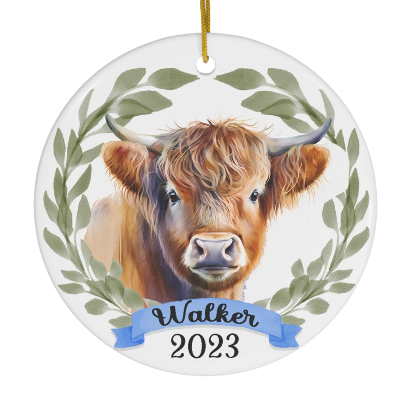 Hereford Cow Personalized Ornament Printify