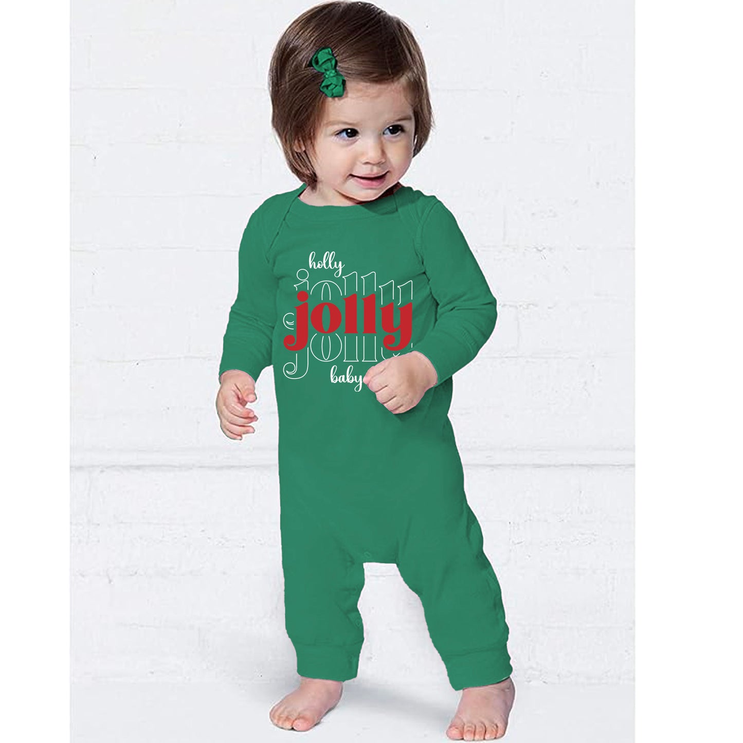 Holly Jolly Baby Infant Long Legged Baby Rib Bodysuit - Amazing Faith Designs