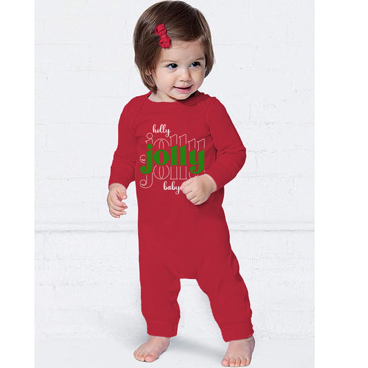 Holly Jolly Baby Infant Long Legged Baby Rib Bodysuit - Amazing Faith Designs