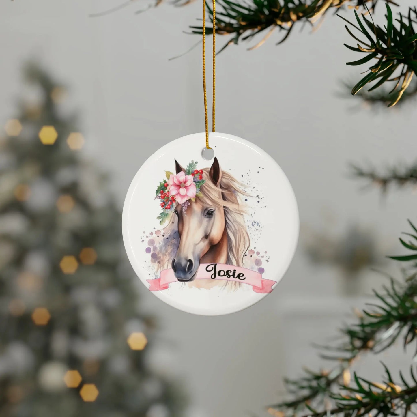 Horse Girls Personalized Ceramic Ornament Printify