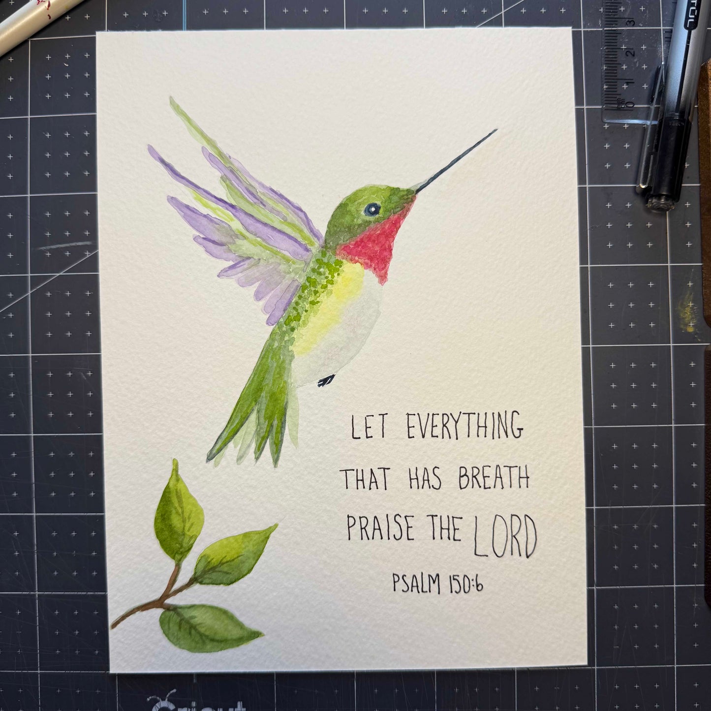 Hummingbird Scripture Watercolor Original Painting – Christian Wall Art Gift - Amazing Faith Designs