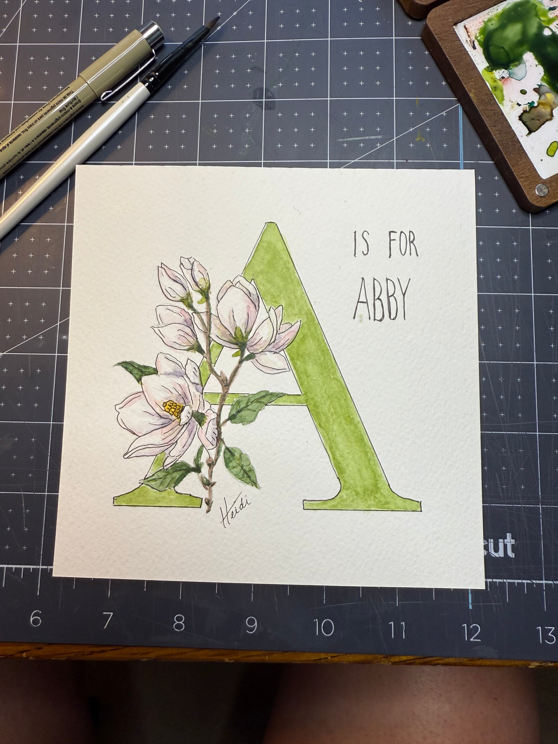 Floral Alphabet Letter with Name - Original Watercolor - Amazing Faith Designs