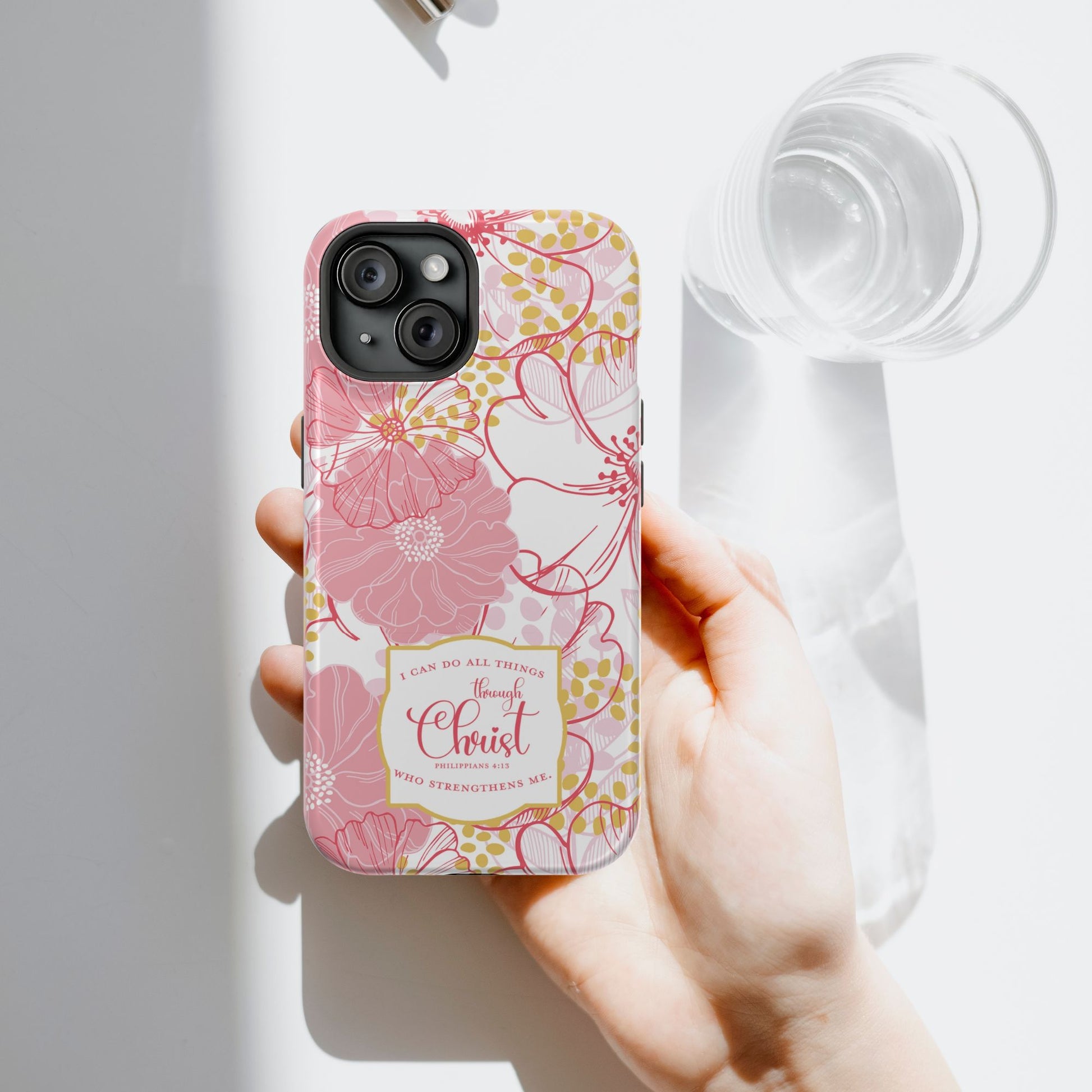 Pink Floral Christian Phone Case | MagSafe Tough Case - Amazing Faith Designs