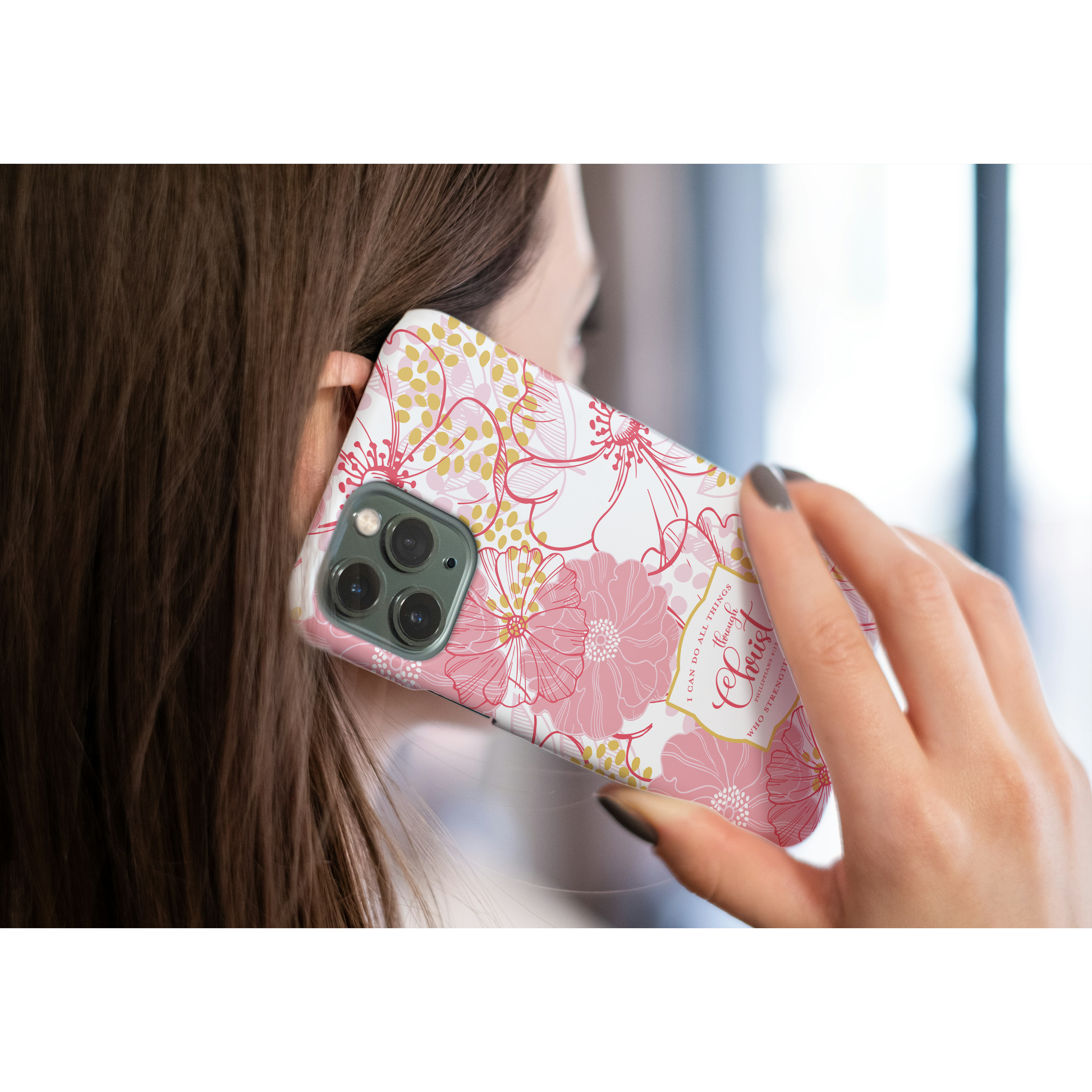 Pink Floral Christian Phone Case | MagSafe Tough Case - Amazing Faith Designs