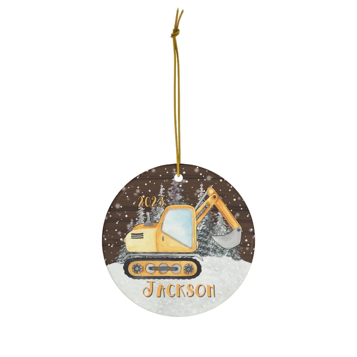 Jackson Excavator Personalized Ceramic Ornament Printify