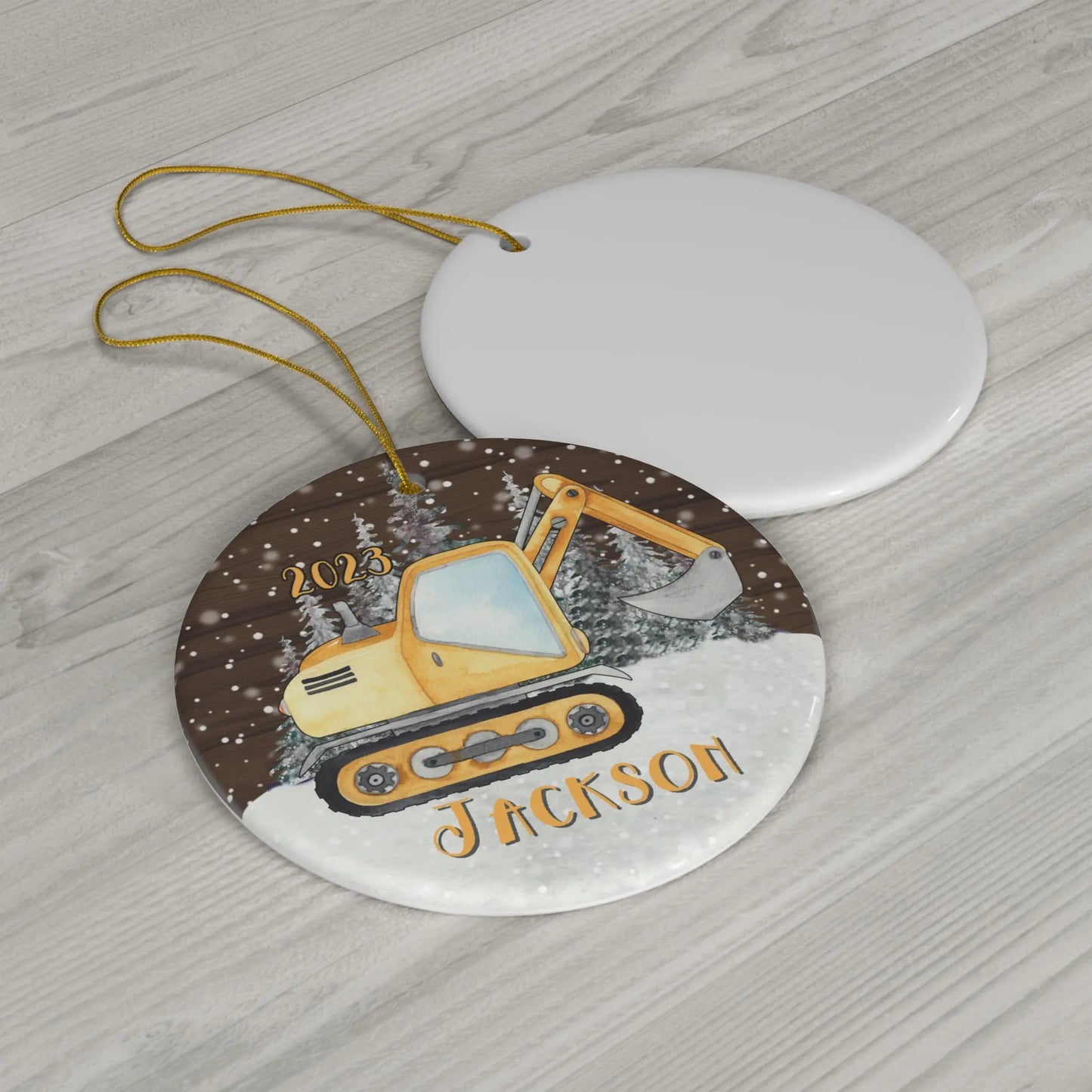 Jackson Excavator Personalized Ceramic Ornament Printify