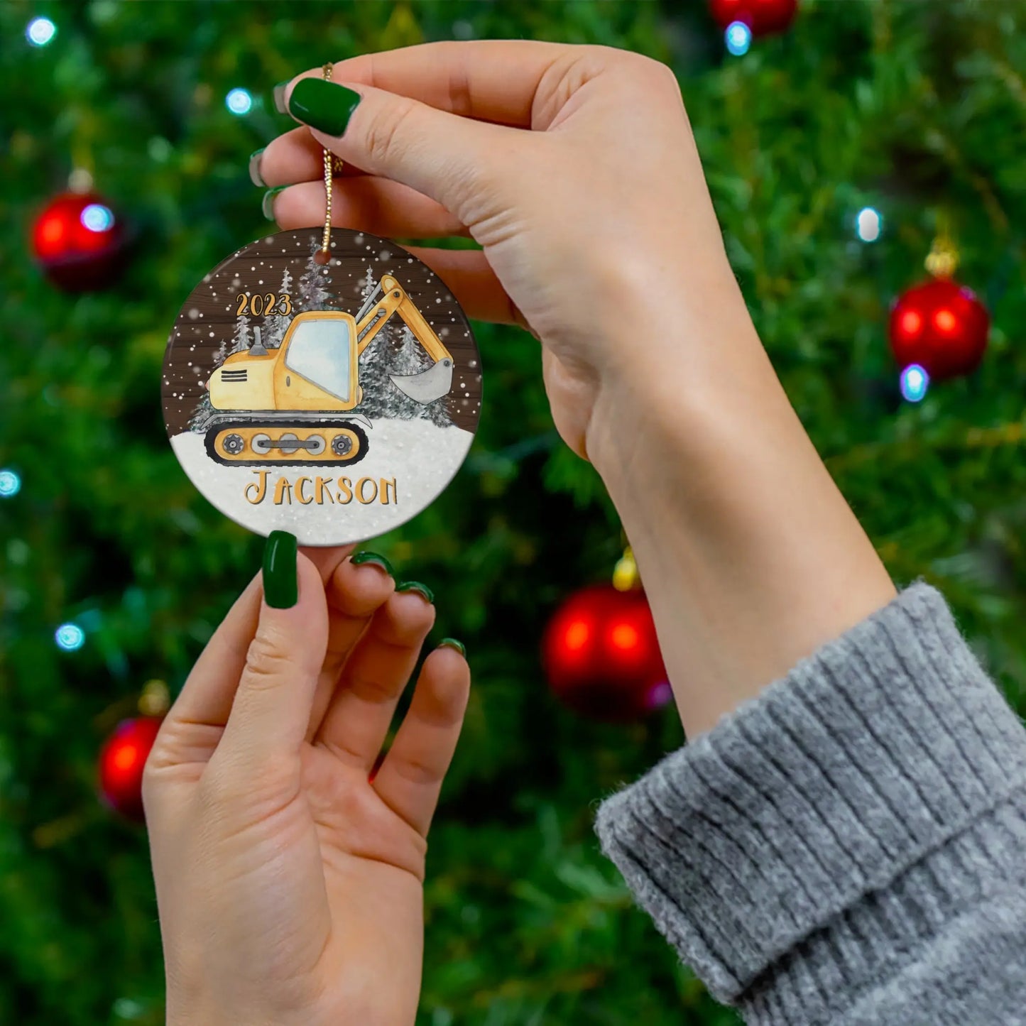 Jackson Excavator Personalized Ceramic Ornament Printify