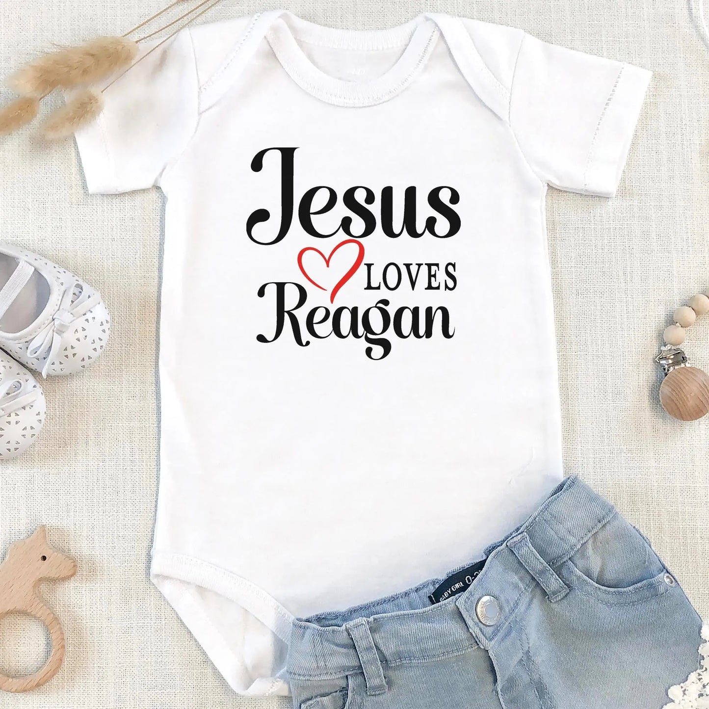 Jesus Loves Me Personalized Onesie Printify