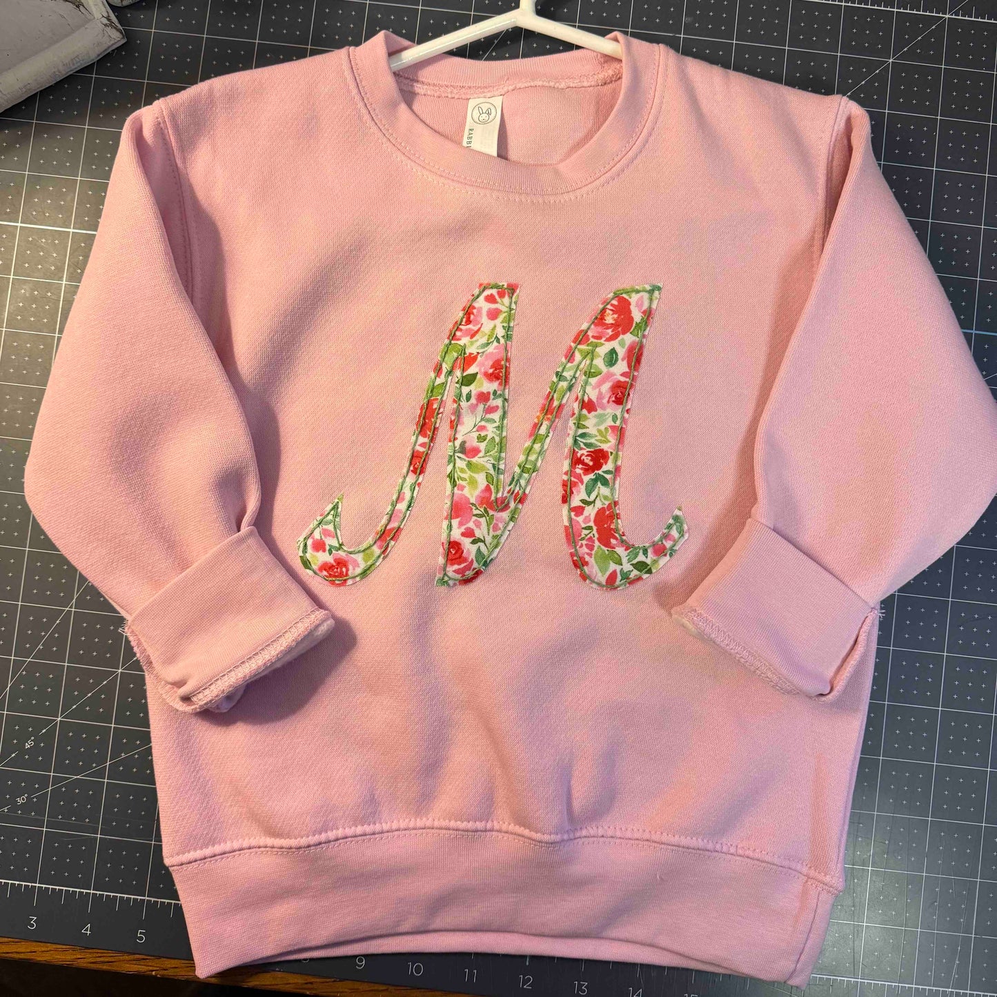 Kids Custom Hand Embroidered Letter Appliqué Sweatshirt Amazing Faith Designs