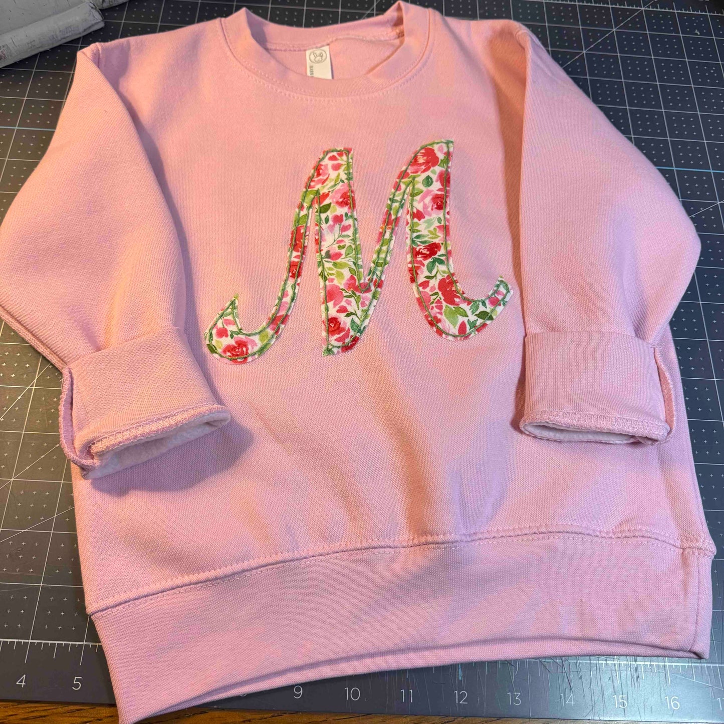 Kids Custom Hand Embroidered Letter Appliqué Sweatshirt Amazing Faith Designs
