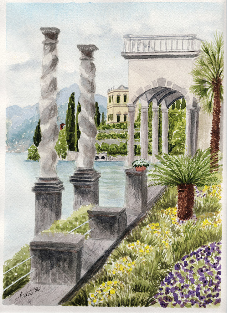 Villa Monastero | Original Lake Como Watercolor Painting